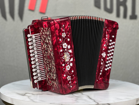 Гармонь "Заказная" ля мажор (красная) 25/25